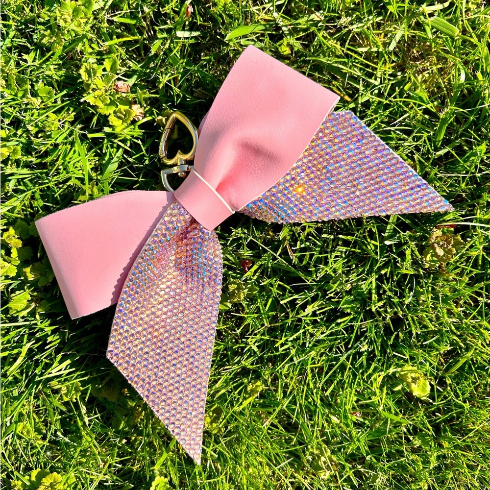 Handmade Glass Crystal Rhinestone Jumbo Pink Clip On Purse Charm